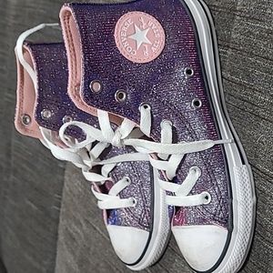Converse - Coastal Pink Silver High Top Sneakers - Youth sz 2 -  665099F